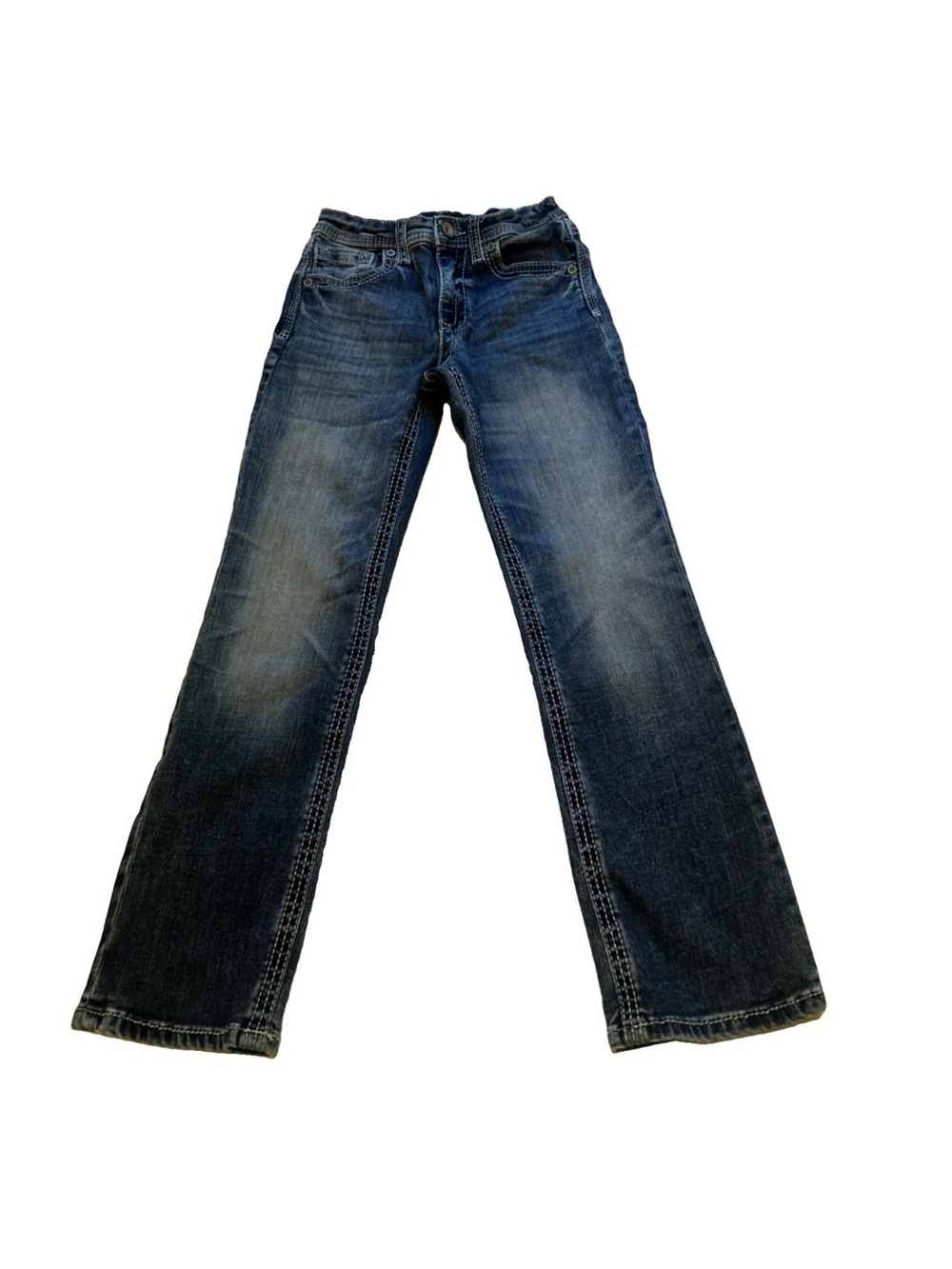 BKE Jeans Boys Conner Bootcut Distressed Whiskered Adjustable Waist Sz 14